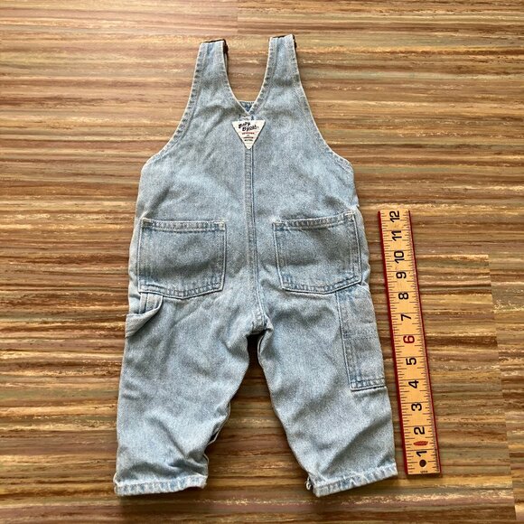 Oshkosh Vestbak Infant Denim Overalls Light Wash Carpenter Style Snap Leg 12M - Picture 5 of 8